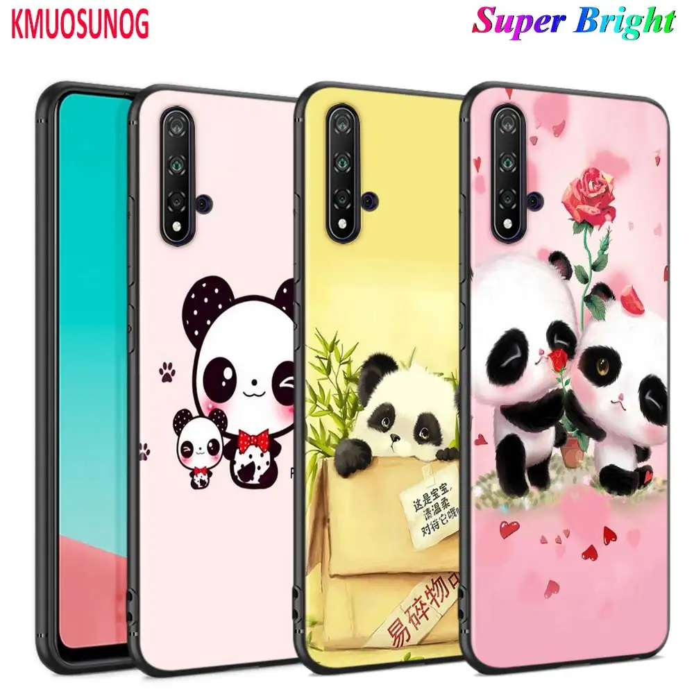 Черный чехол с милым мультяшным пандой для Huawei Nova 5T 3i P Smart Z Plus 2019 P40 P30 P20 Pro P10 P9 Lite