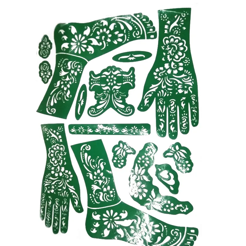 Новый популярный индийский шаблон Mehndi с ручной ногой хной окрашенный трафарет