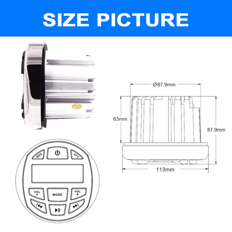 HASDA морское радио Bluetooth Стерео FM AM DAB Автомобильный MP3 плеер лодка датчик стиль