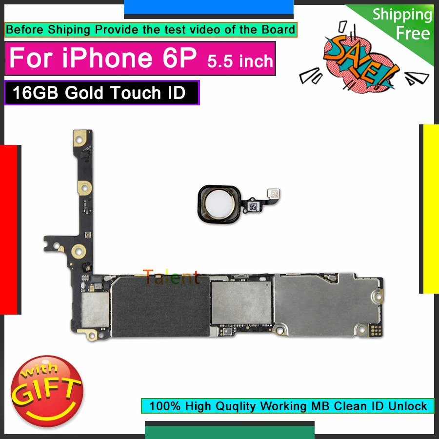 Для IPhone 6 P Plus материнская плата 16 Гб Gold Touch ID кнопка home разблокированная