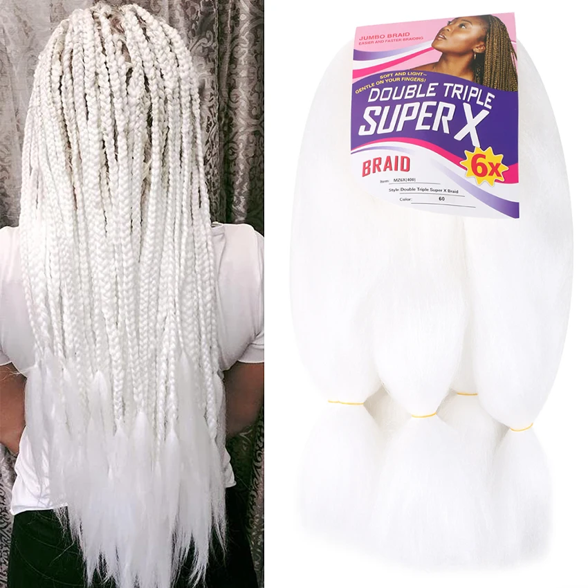 

24 Inch Super X Jumbo Braiding Hair White Ombre Synthetic Jumbo Hair Extensions For Braiding African Box Twist Braids 400G/Pack