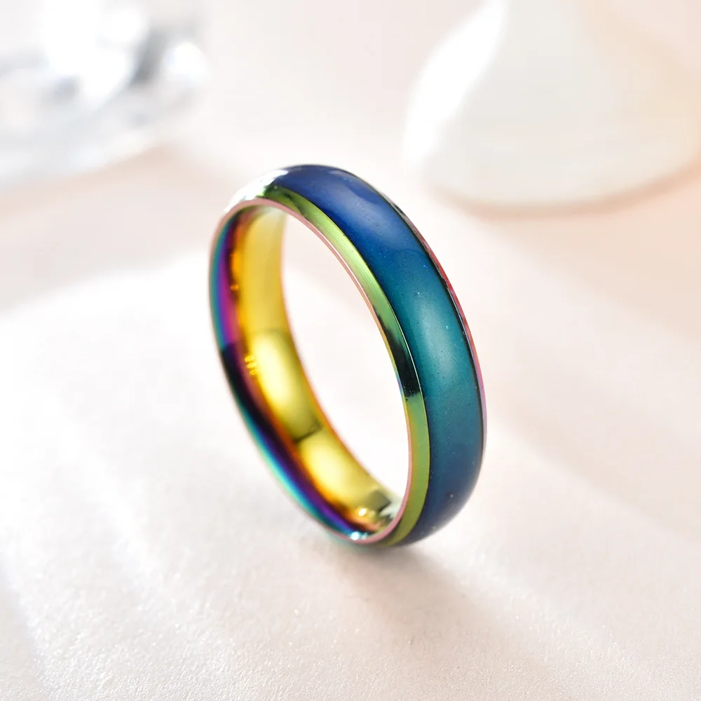 

Chameleon Ring Couple Ring Mood Temperature Ring Will Change Color Ring Stainless Steel Rings for Men Wedding Rings