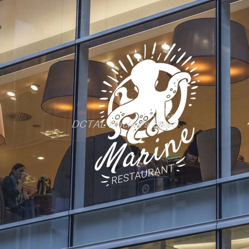 Рыбный Ресторан Декор Морской Осьминог винил Термоаппликации для кухни на стену