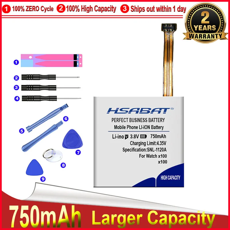 Аккумулятор HSABAT 0 Cycle 750mAh для долговечных умных часов телефона x100 x200 saat наручные