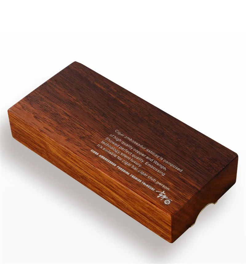 

Wood Cigar Ashtray Gold Plated Smoke Portable Ashtray Tank Cedar Wood Ash Holder Living Room Travel Cigar Ash Tray CA-035