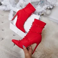 2020 fashion luxury womens high heels fetish rivets silk socks boots stiletto heel boots rivet red spring womens shoes