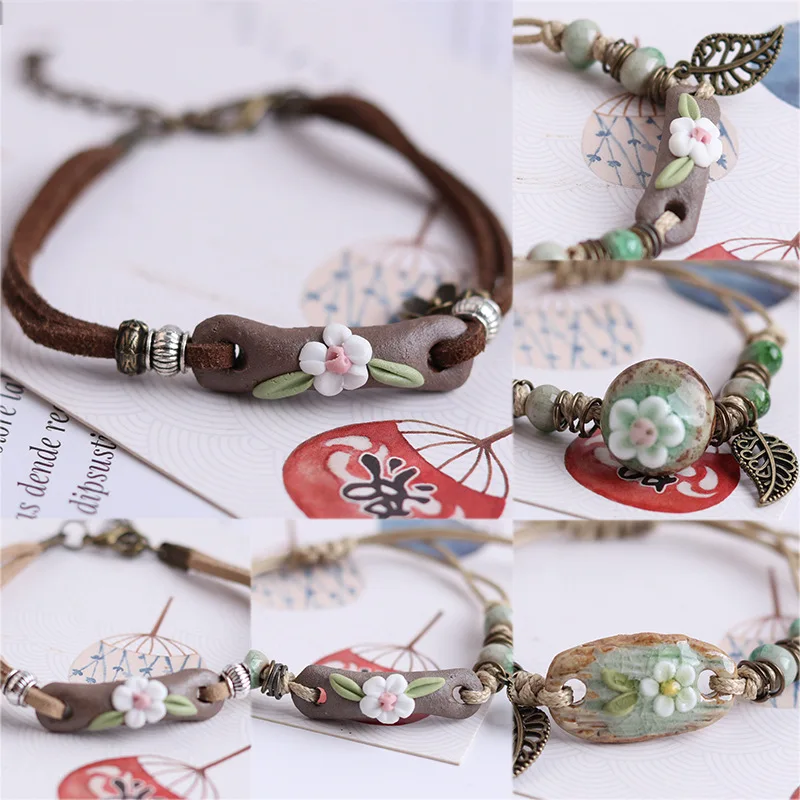 Модный деликатный керамический браслет ручной работы с бусинами для женщин и