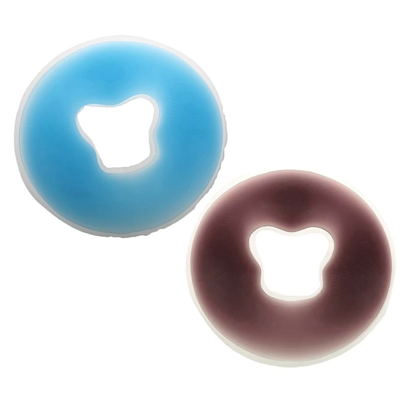 

2 Pcs Soft Salon SPA Massage Silicone Face Relax Cradle Cushion Bolsters Pillow Pad Beauty Care M, Blue & Dark Coffee