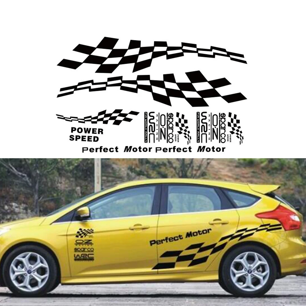 

Racing Lattices Sticker Car Body Door Decor Vinyl Decal Both Side DIY Sticker