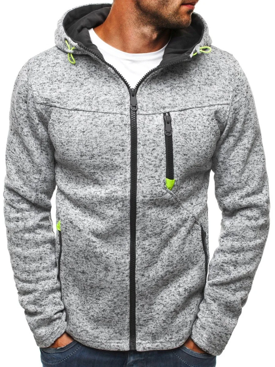 

Autumn and winter 2020 men's sports leisure jacquard sweater fleece cardigan Hooded Jacket