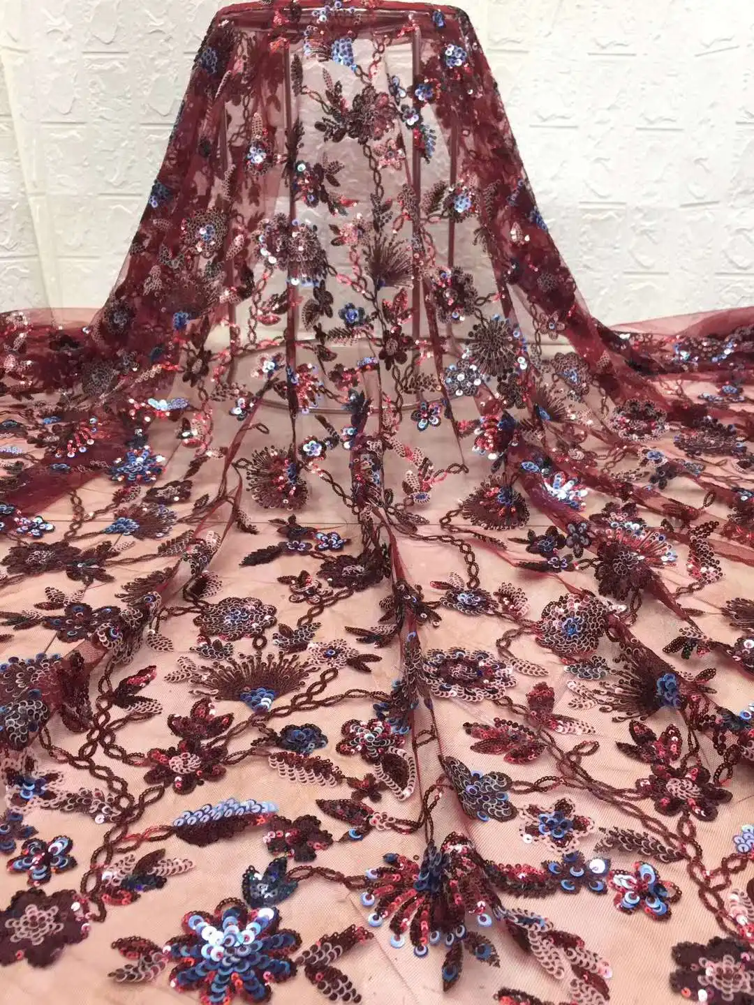 

The Latest Nigerian Sequin Lace Fabric 2022 French Wedding Tulle Lace Fabric Of High Quality African Lace Fabric D38601