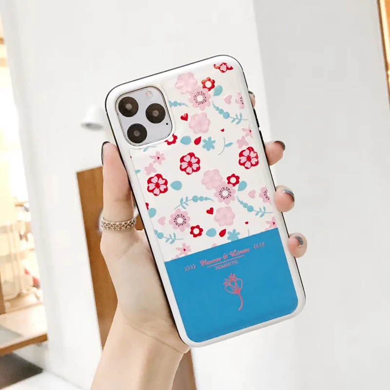 Мягкий чехол из искусственной кожи с рельефным цветком для телефона iPhone 11 Pro Max XS XR