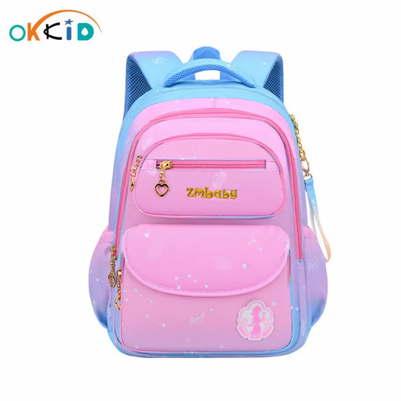 

Портфели OKKID для начальной школы для девочек, милые модные рюкзаки для учебников в Корейском стиле для учеников начальной школы, водонепроницаемые школьные портфели