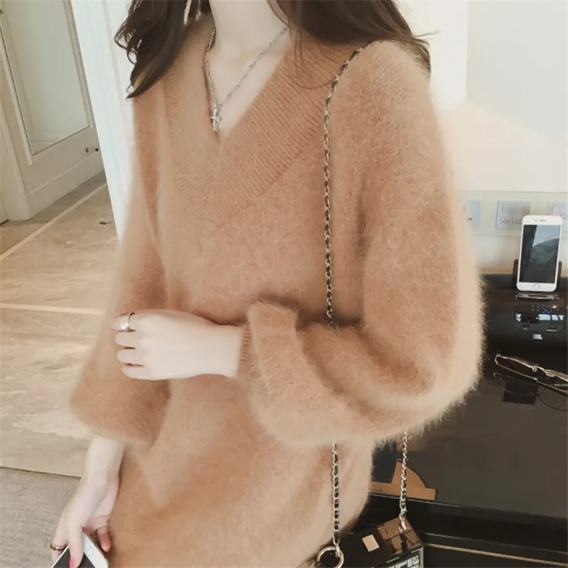 Женский длинный свитер Осень-зима 2020 модные мохеровые пуловеры большого размера