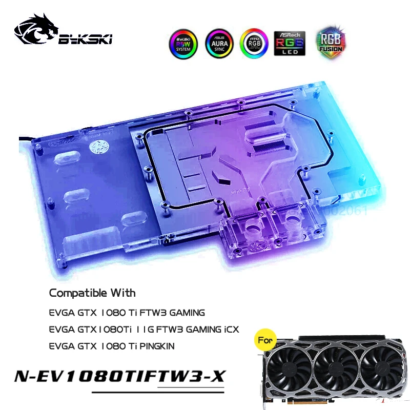 Bykski N EV1080TIFTW3 X полный охват блок GPU воды для EVGA GTX1080Ti FTW3 игровой Графика карты VGA