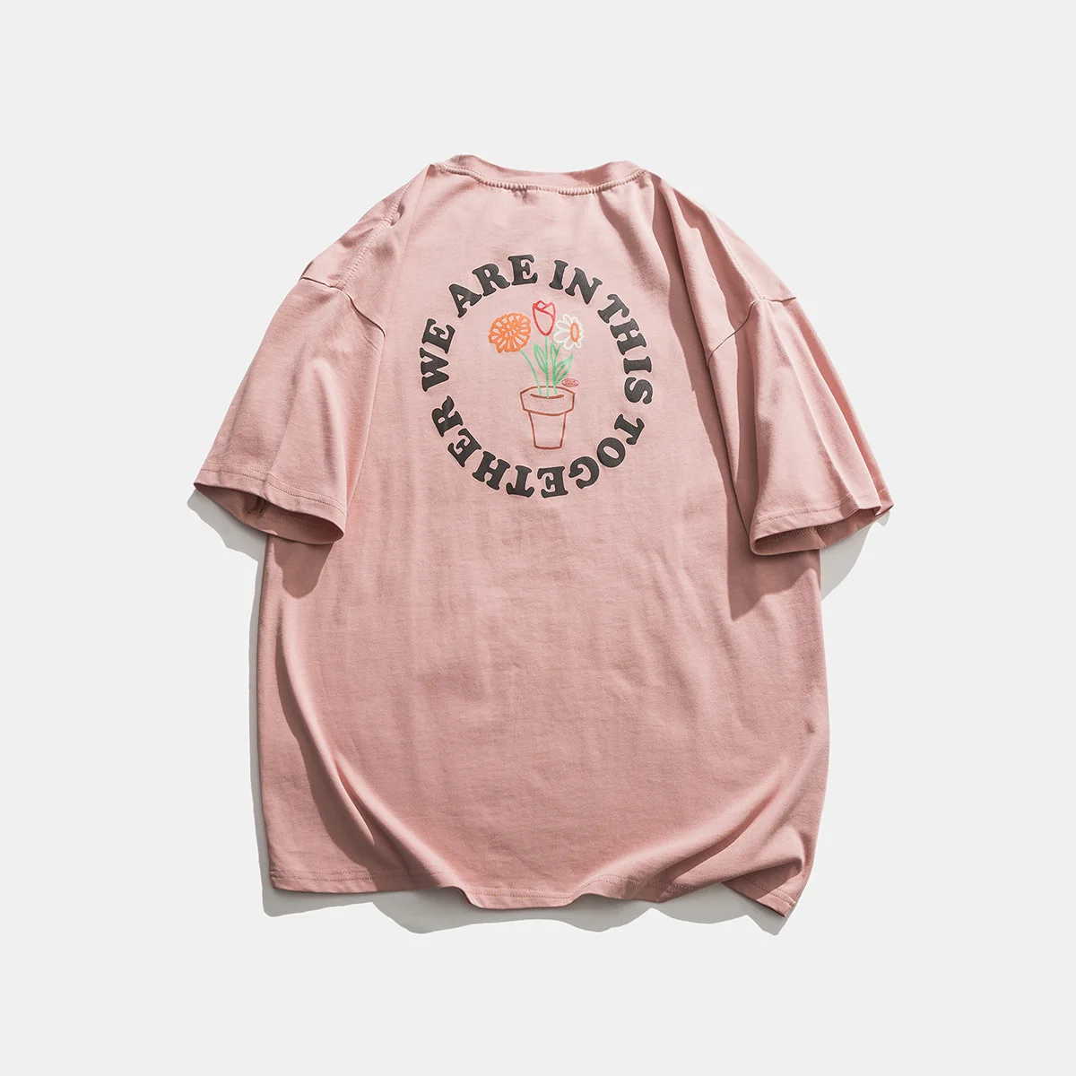 

2021 Summer Men Korean Fashions Graphic T Shirts Mens Harajuku Loose Flower Printed T Shirt Man Hand-painted Tees XXL