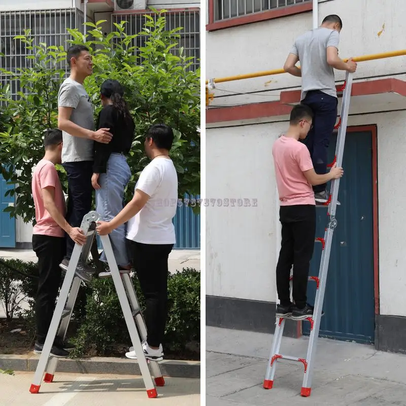 Утолщенная складная инженерная лестница многофункциональная алюминиевая литая телескопическая вертикальная чердачная 2м Джо он.