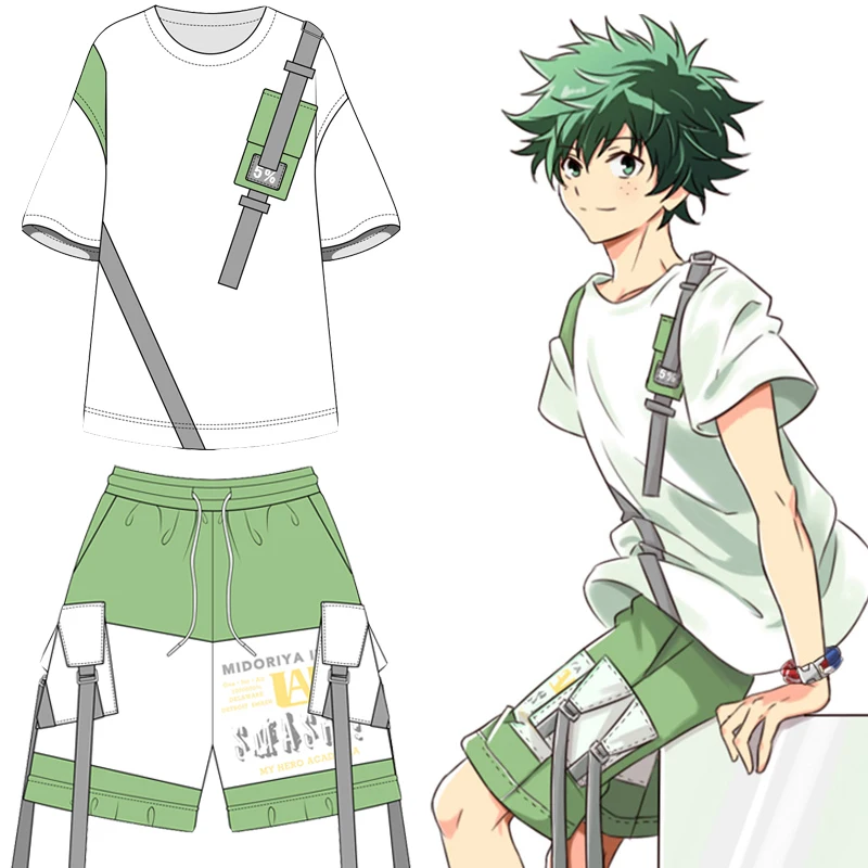 

Костюм для косплея мидория изюку моя геройская Академия Летняя Повседневная мода футболка брюки Униформа аниме наряды Cos