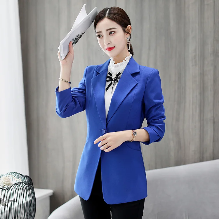 Куртка женская с завышенной талией повседневное Свободное пальто синего цвета