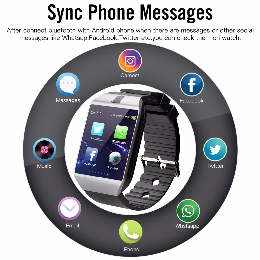 Top Bluetooth Call Smart Watches for men DZ09 Relojes Smartwatch Relogios TF SIM Camera For IOS iPhone Android Phone + 8GB Card | Наручные