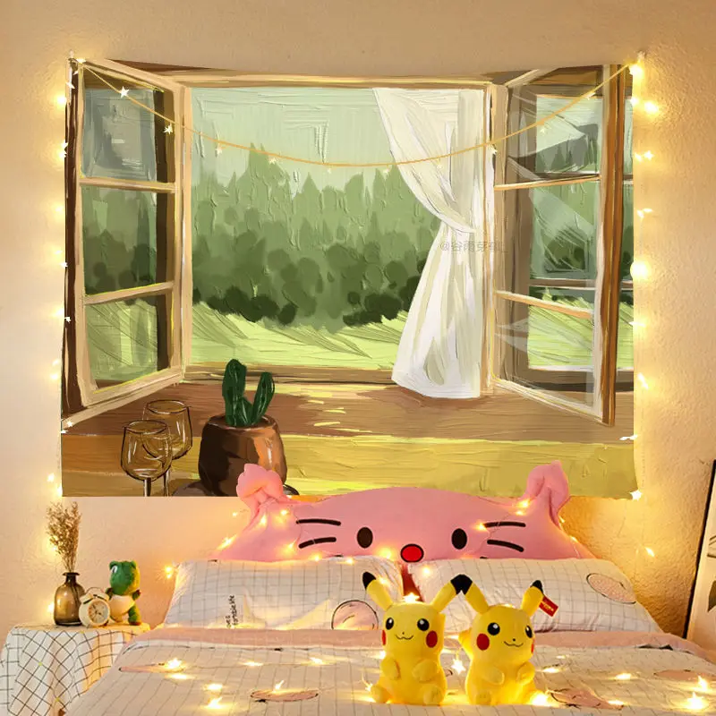 

Милый гобелен, Настенный декор, подвесная ткань, милое украшение, картина, гобелен, сетка, красный фон, ткань для общежития