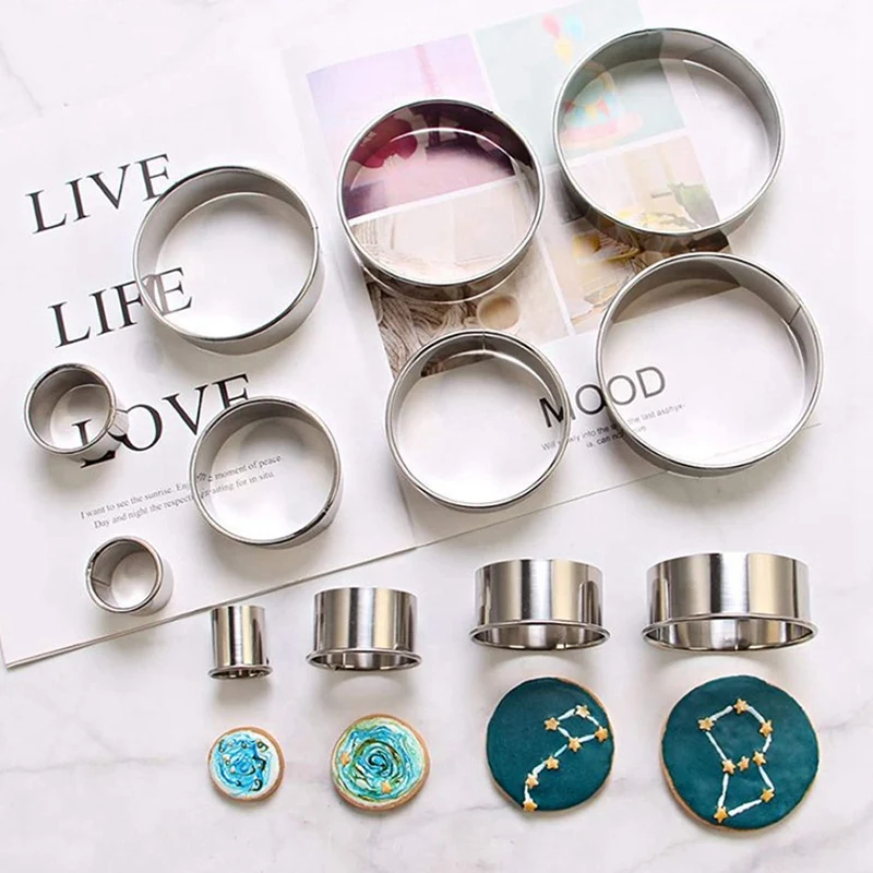 

NHBR 36 Pieces Round Cookie Cutters Set Cookie Cutter Set Biscuit Plain Edge Round Cutters Circle Baking Metal Ring Molds