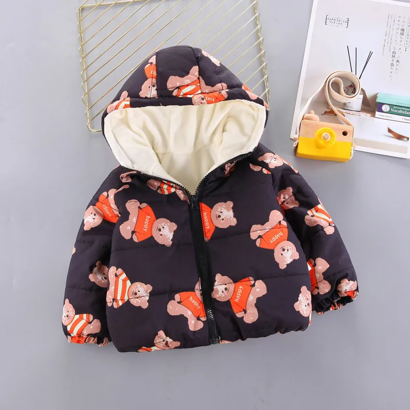 

Boys Girls Down Parkas Winter Toddler Cute Cotton Thick Velvet Hoodies Coats For Bebe Infant Jackets Outfits Children Clothing 2