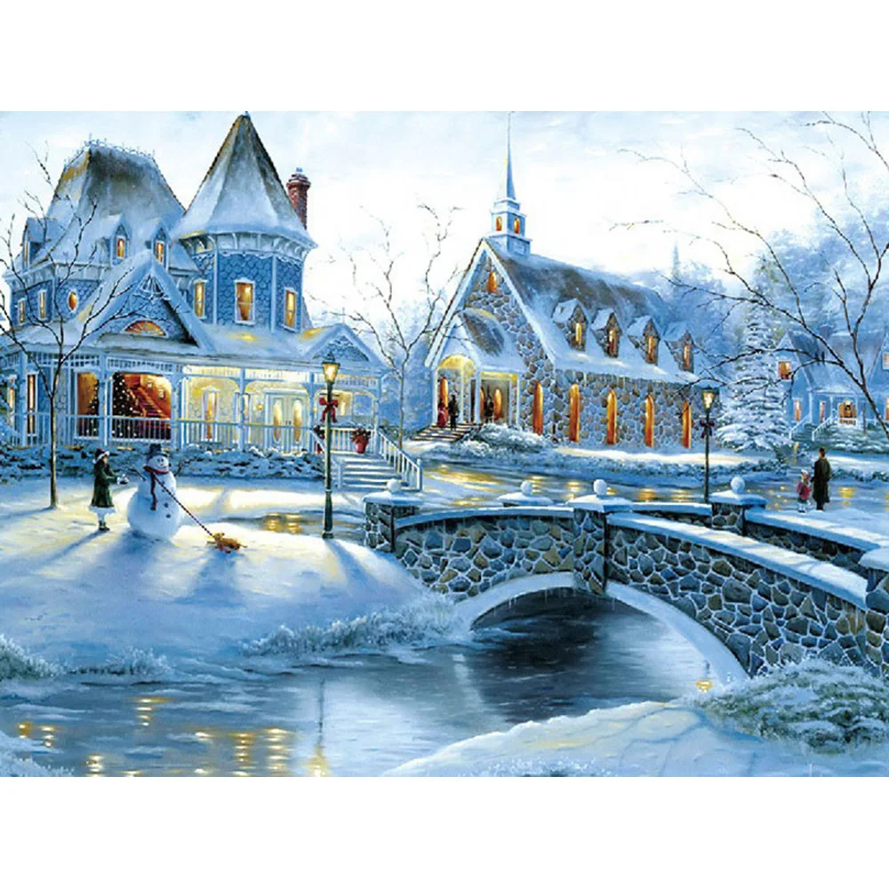 

Diamond Painting Winter Villa Embroidery DIY Diamond Painting Cross Stitch Kit Posters 5D Needlework Diamond Home Decor