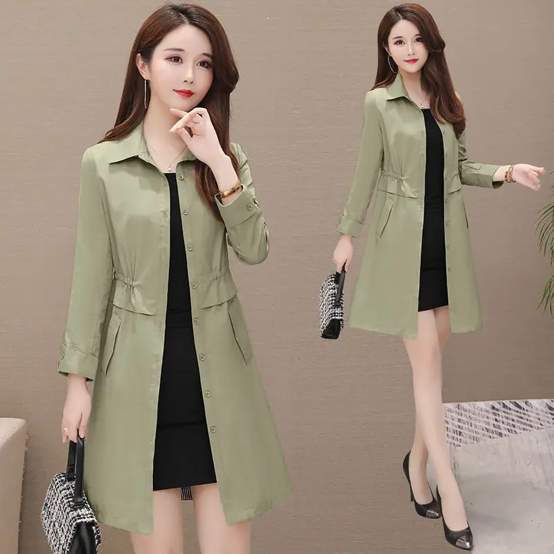 

Women New Straight Windbreaker Trench Coat Female High Street Vintage Coat Lady Autumn Winter Fashion Solid Blends Windproof A80