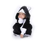 Новинка 2022, детская Фланелевая пижама в виде животных, цельная зимняя Пижама для косплея с черной кошкой для мальчиков и девочек, пижама с животными
