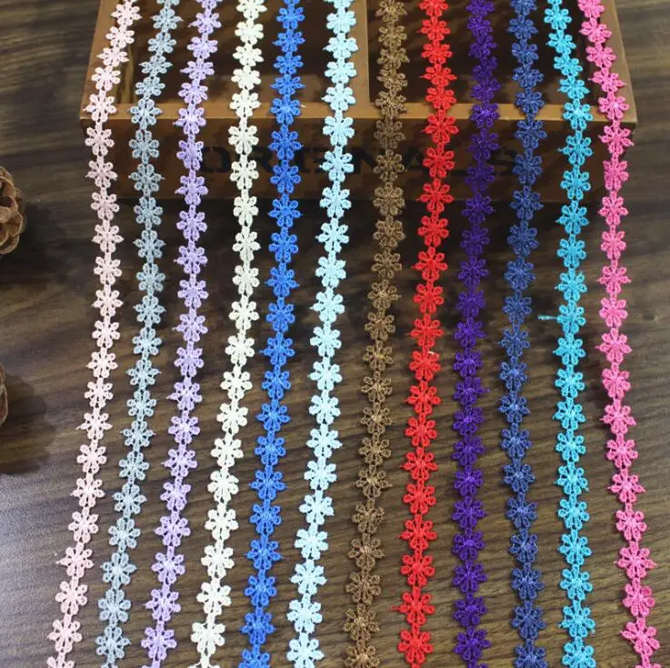 

14.5yds snow flake 16 colors Handmade Patchwork Materials Lace Trim Ribbon Headwear Garment Decor Sewing Lace Accessories DIY