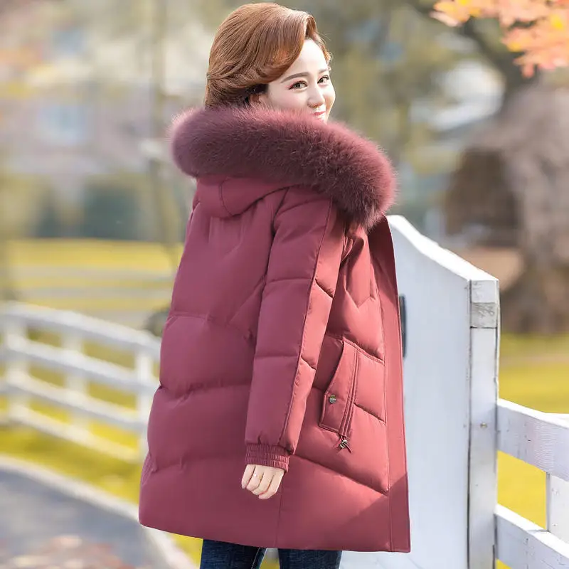 

Winter Jacket Women Parkas Loose Hooded Warm Down Cotton Coat Casaco Feminino Padded Thicken Mom Winter Coats Outerwear Q4482