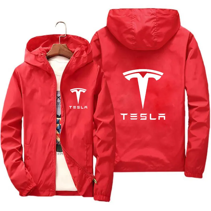 

2021 Spring Autumn New Tesla Young Men's Hooded Jacket Outdoor Sportswear High Quality Fashion Thin Hip-Hop Zipper Jacket M-7XL