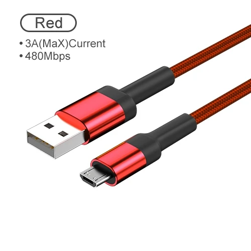 Red OREY 3A Micro USB кабель для быстрой зарядки для samsung S9 USB кабель для Xiaomi Redmi Note 7 зарядный кабель USB кабель для передачи данных - Цвет: Red