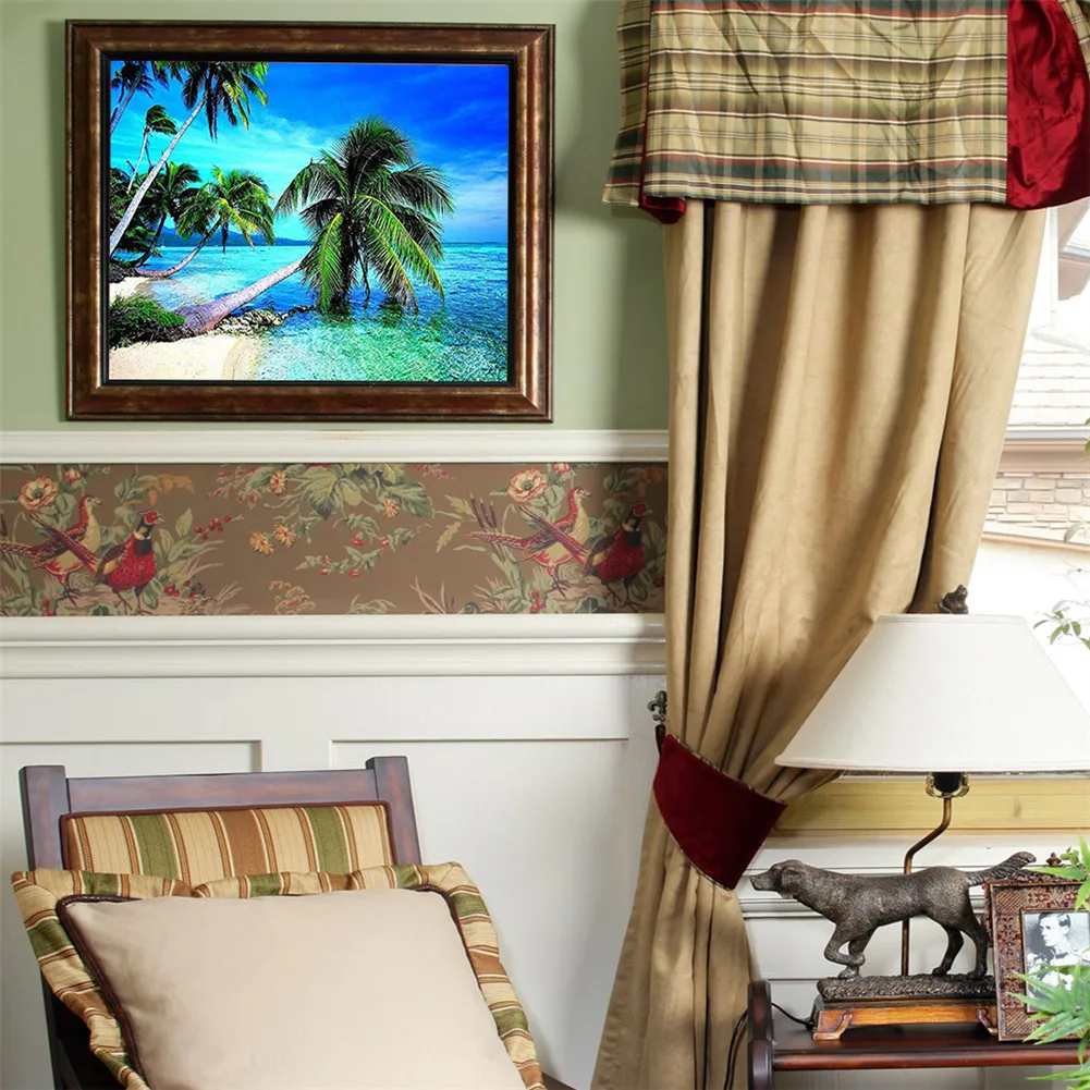 Алмазная живопись закат пейзаж Пляж море 5d мозаика алмазная полная вышивка