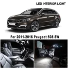 15 шт. с can-bus светодиодная лампа для освещения салона автомобиля комплект карта лампа потолочный плафон для 2011-2016 Peugeot 508 SW светодиодные автомобильные аксессуары