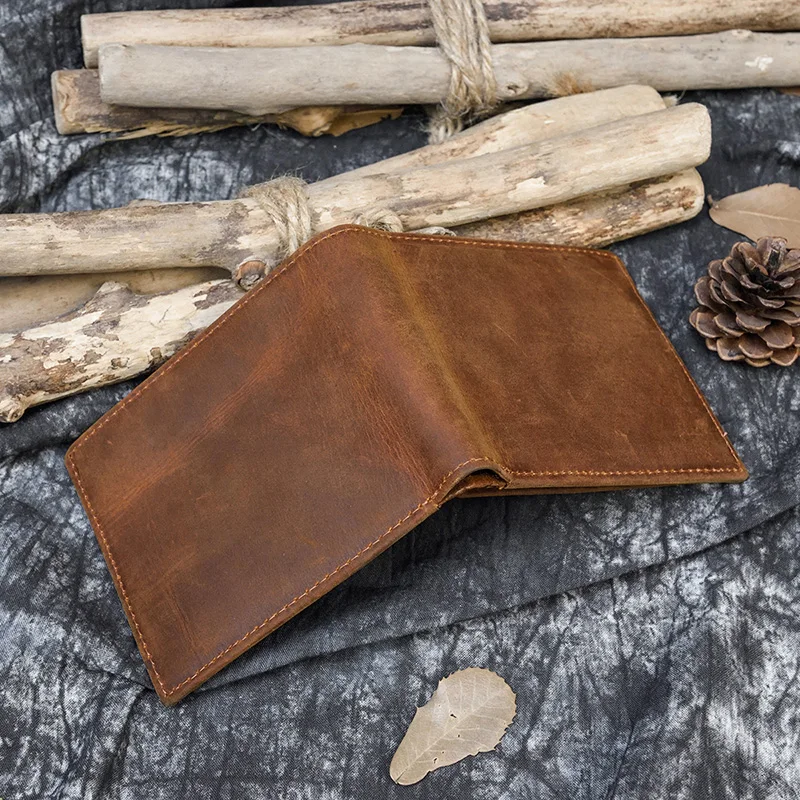 Мэхью Для мужчин из натуральной кожи кошелек Crazy Horse кожа Короткие Кошелек мужской карман на молнии кошелек для отец друг муж Рождественский подарок
