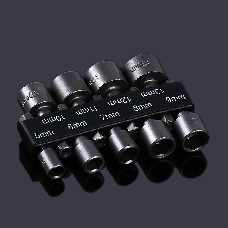 

9 PCS/Set 5-13mm Magnetic Nut Driver Set Hex Socket Sleeve Nozzles Wrench Set Powerful High Quality Sleeve Drill Power Tools