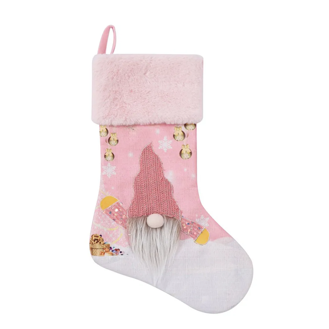 

Christmas Glowing Stocking Glow Pink Socks Candy Bag Gift For Children Xmas Tree Hanging For Home Bedroom Party Decor 47.5x29cm