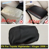 lapetus armrest box protective holster pad cover fit for toyota highlander kluger 2008 2013 pu leather interior accessories