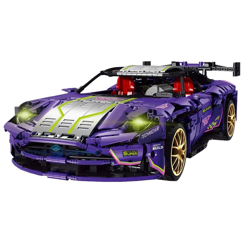 

The Purple Night Elves Super Speed Sports Racing Car Fast Vehicle Model Building Blocks Technical Bricks MOC Set Gifts Kids Toys