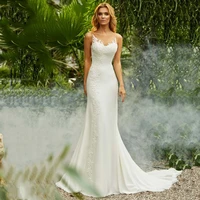 sheer mermaid wedding dress 2020 vintage o neck appliques beach bride dress chiffon princess boho wedding gown vestidos