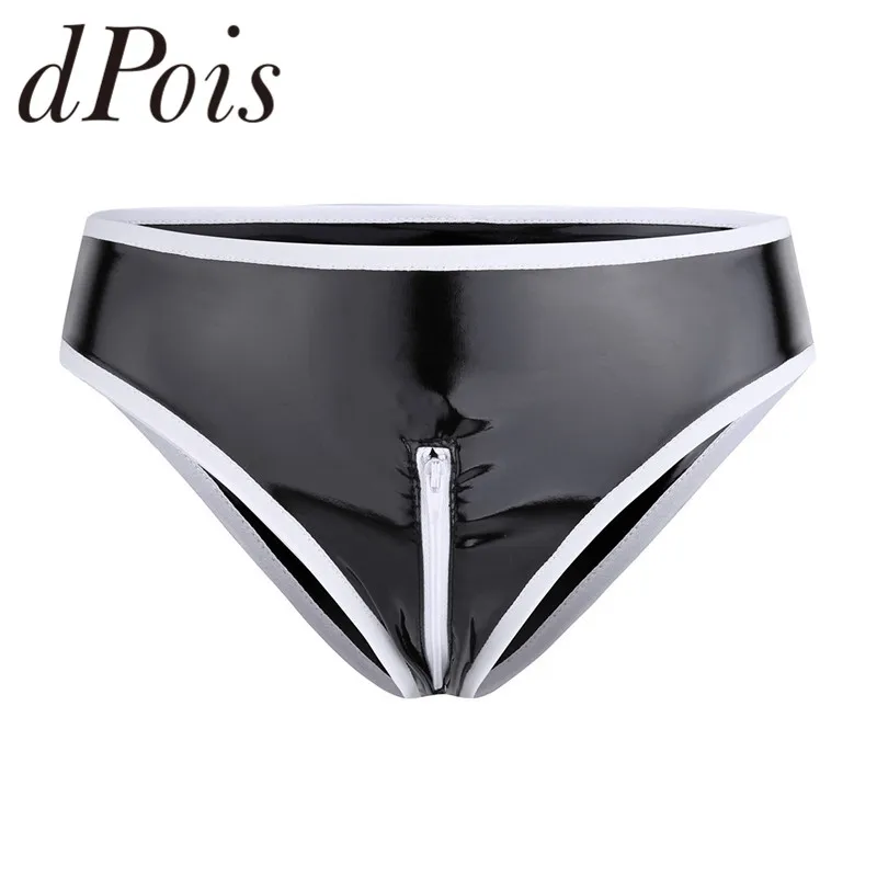 Женское сексуальное нижнее белье из лакированной кожи с белой отделкой на молнии