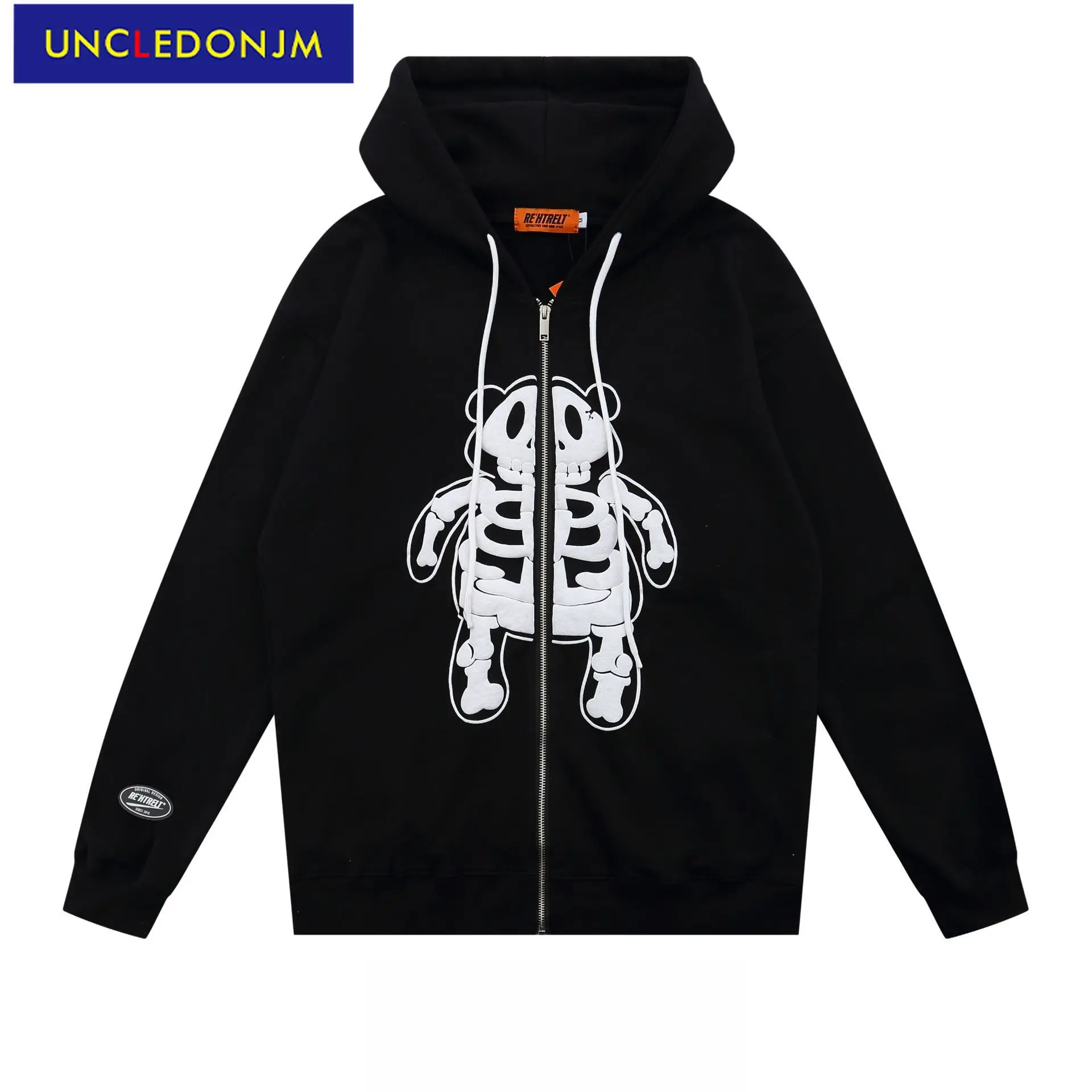 

UNCLEDONJM Skeleton zip up hoodie streetwear oversized sweatshirt HIP HOP harajuku hoodie graphic hoodies couple clothes