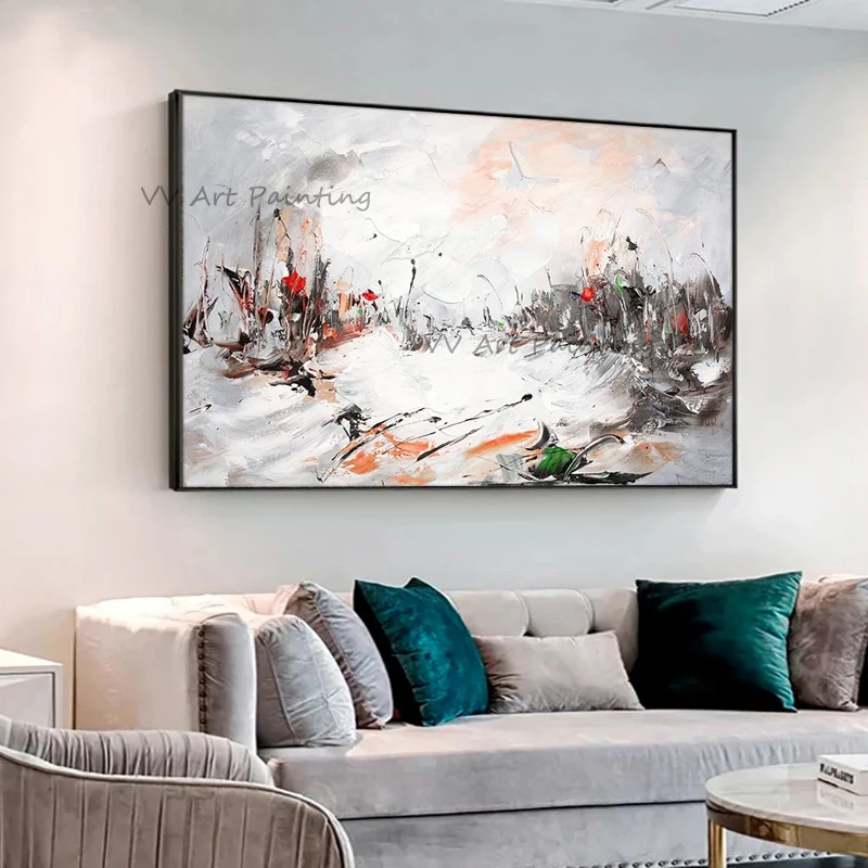Современная Абстрактная масляная живопись ручной работы с кораблем Картина на