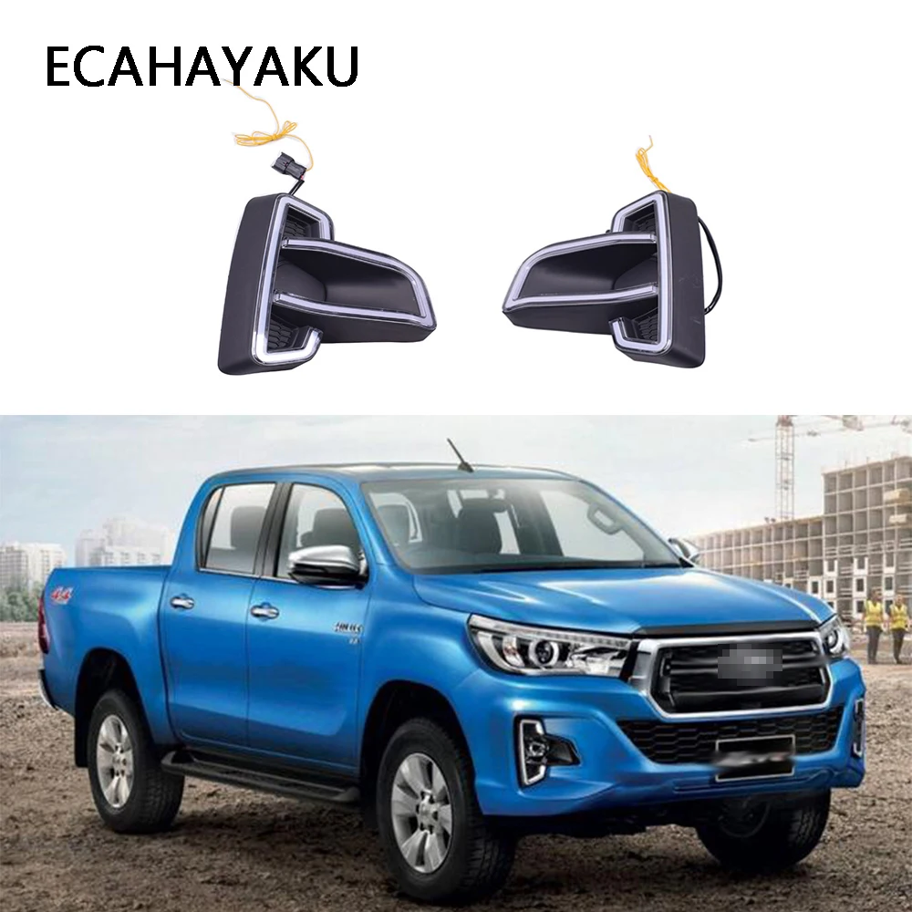 Светодиодные DRL для Toyota Hilux Revo Rocco 2018 2019 2 шт. дневные ходовые огни Противотуманные