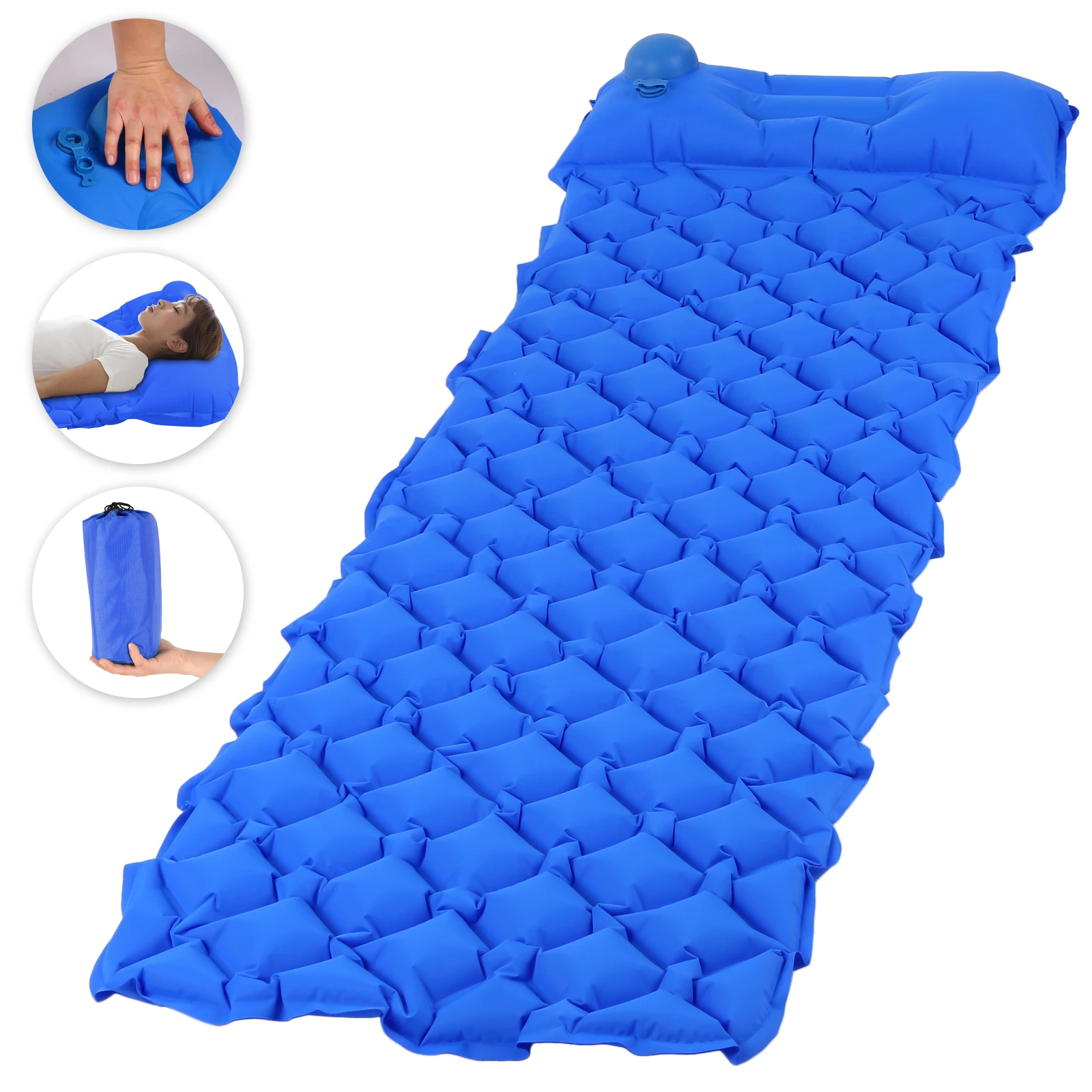 barato Almofada De Dormir De Acampamento Com Bomba De Imprensa Esteira De Acampamento Inflável Com Travesseiro Ao Ar Livre Esteira Inflável Para Mochila Viajar Almofada