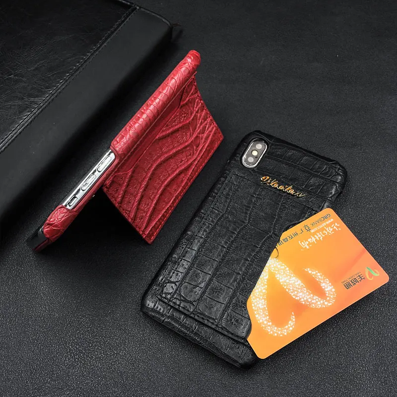 Чехол из крокодиловой кожи с отделением для карт и подставкой iPhone 11 Pro 6s 6 7 8Plus X XS Max