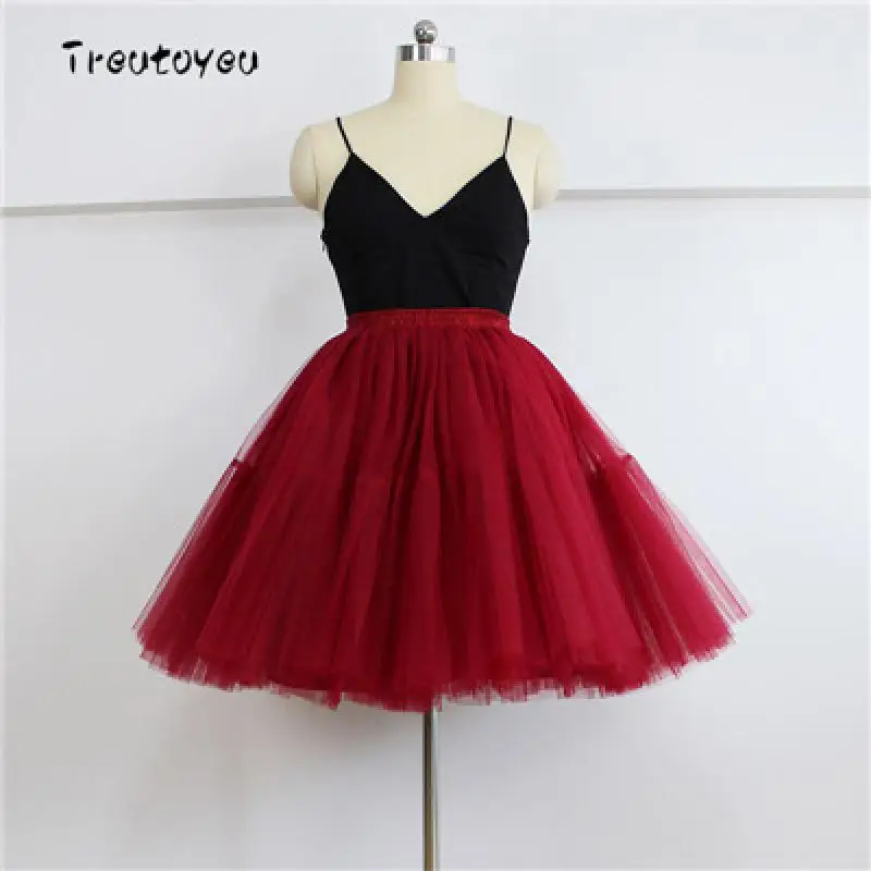 

2021 Summer Skirt Female Tutu Skirt 4-Layer Mesh Skirt Top and Bottom Stitching Adult Mesh Skirt Pleated Skirt