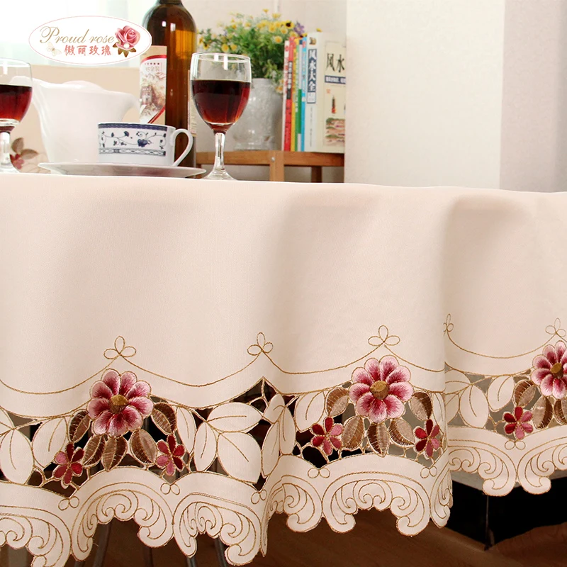 Гордая Роза Высококачественная изысканная вышивка круглый стол ткань для дома